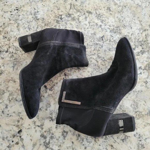 Stuart Weitzman suede block heel booties 7 - Picture 5 of 6